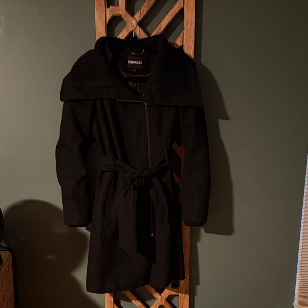 Express Women's Elegant Black Trench Coat